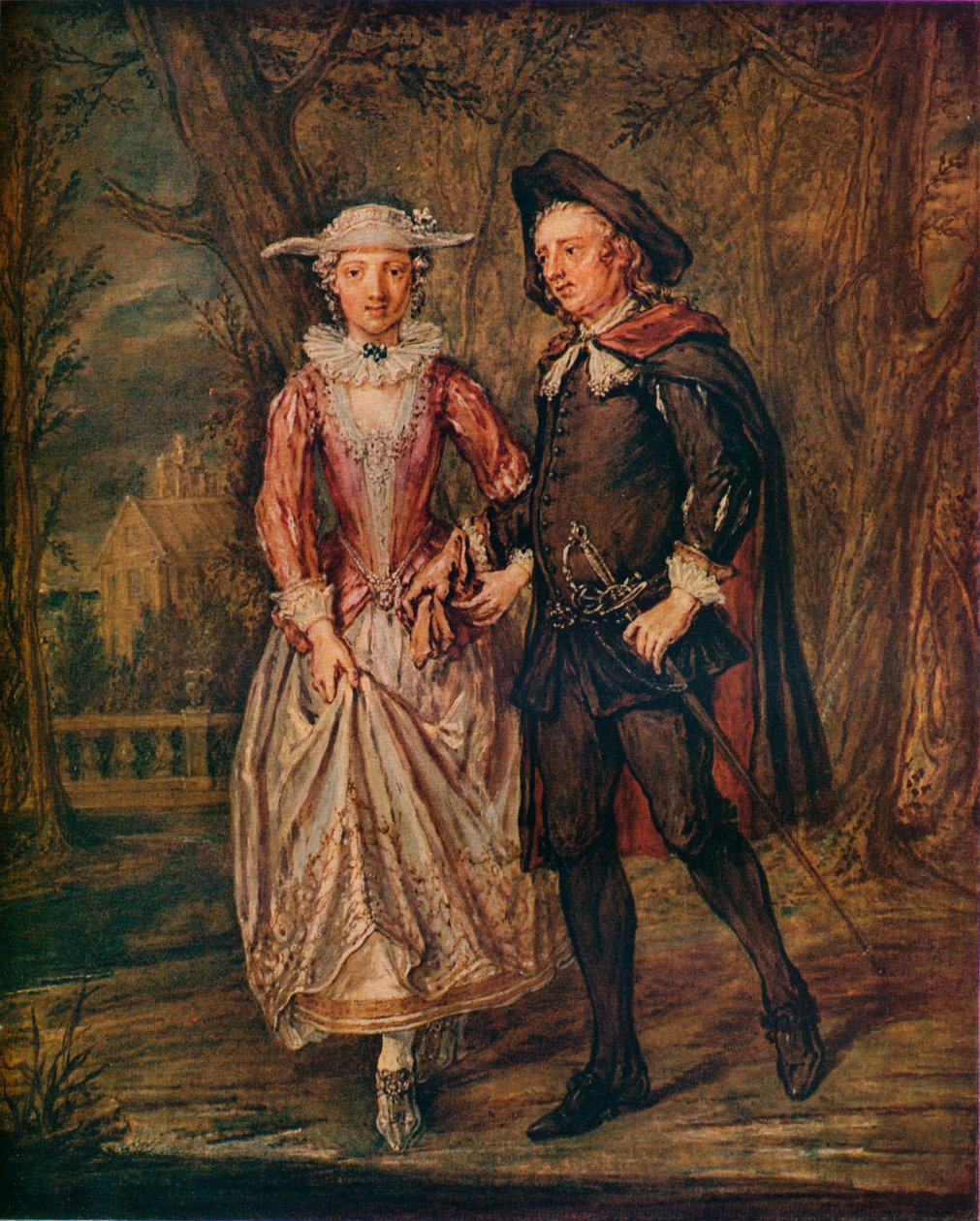 Rakastajat puistossa, 1745 1931 tekijältä Marcellus Laroon the Younger