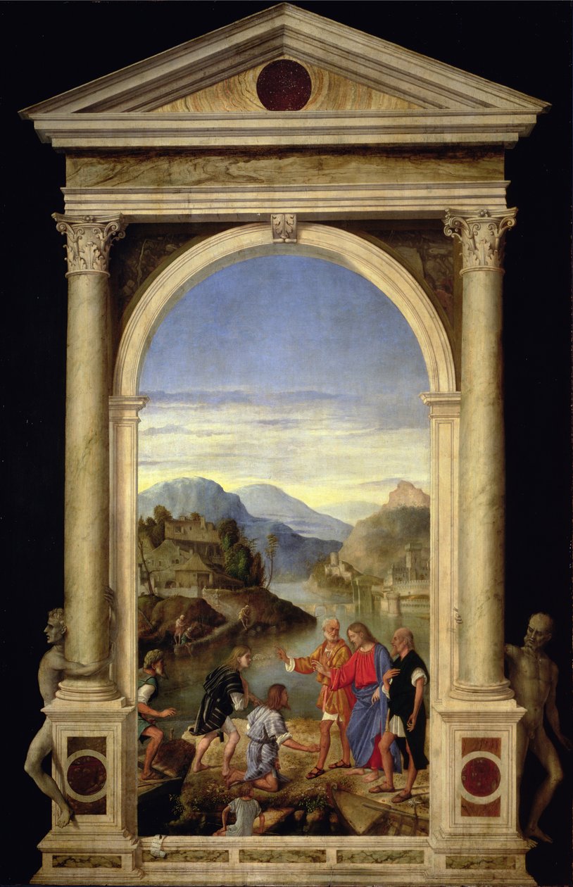 Sebedeuksen poikien Jaakobin ja Johanneksen voitelu, 1515 (paneeli) tekijältä Marco Basaiti