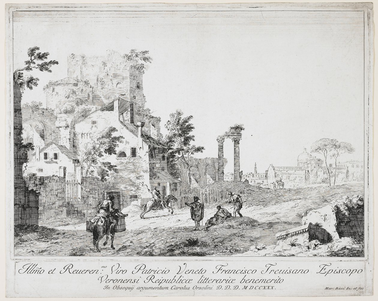 Tie maalaiskylän varrella, 1730 tekijältä Marco Ricci