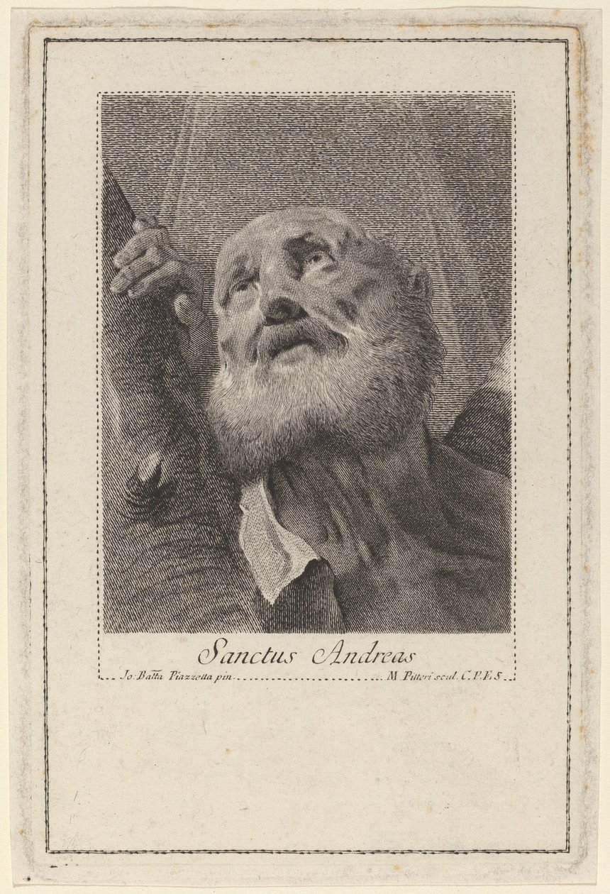 Pyhä Andreas tekijältä Marco Alvise Pitteri after Giovanni Battista Piazzetta