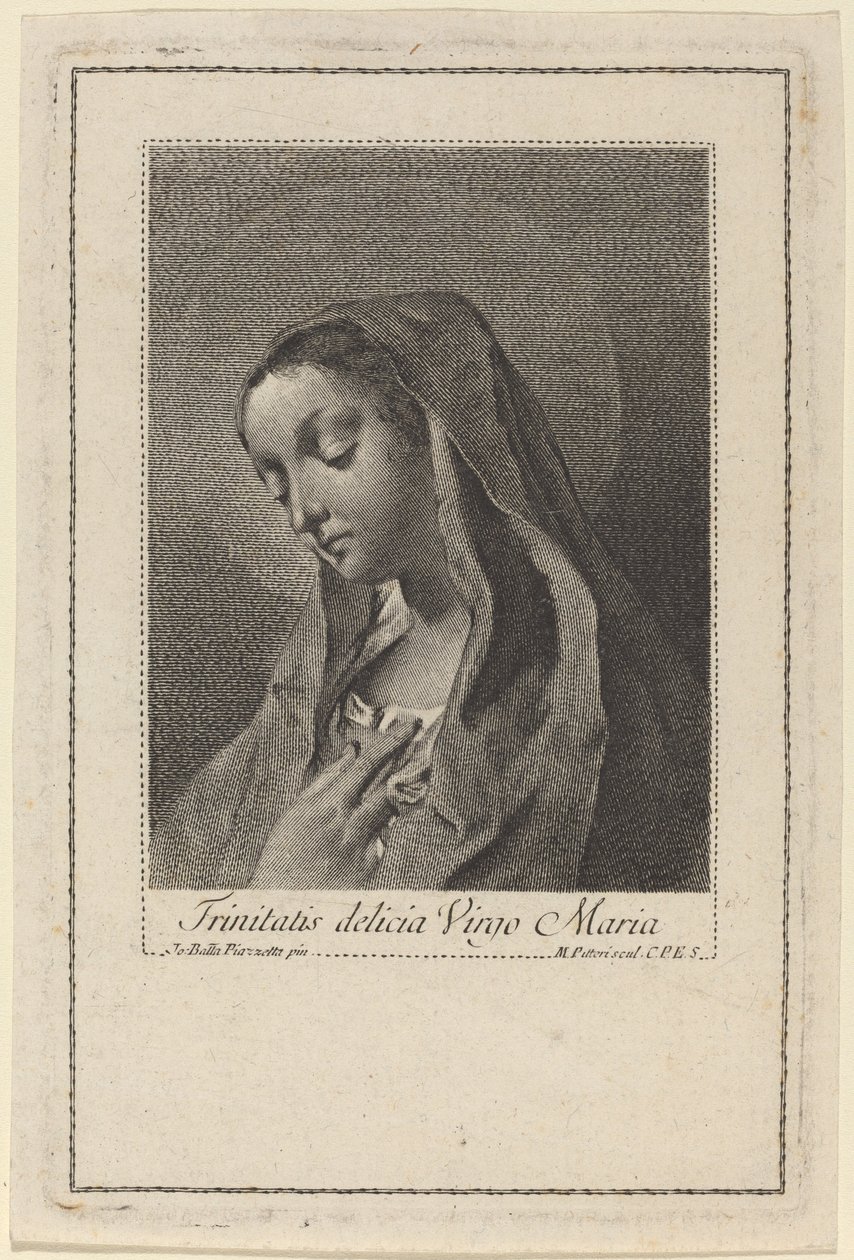 Kolminaisuuden suloinen Neitsyt Maria tekijältä Marco Alvise Pitteri after Giovanni Battista Piazzetta