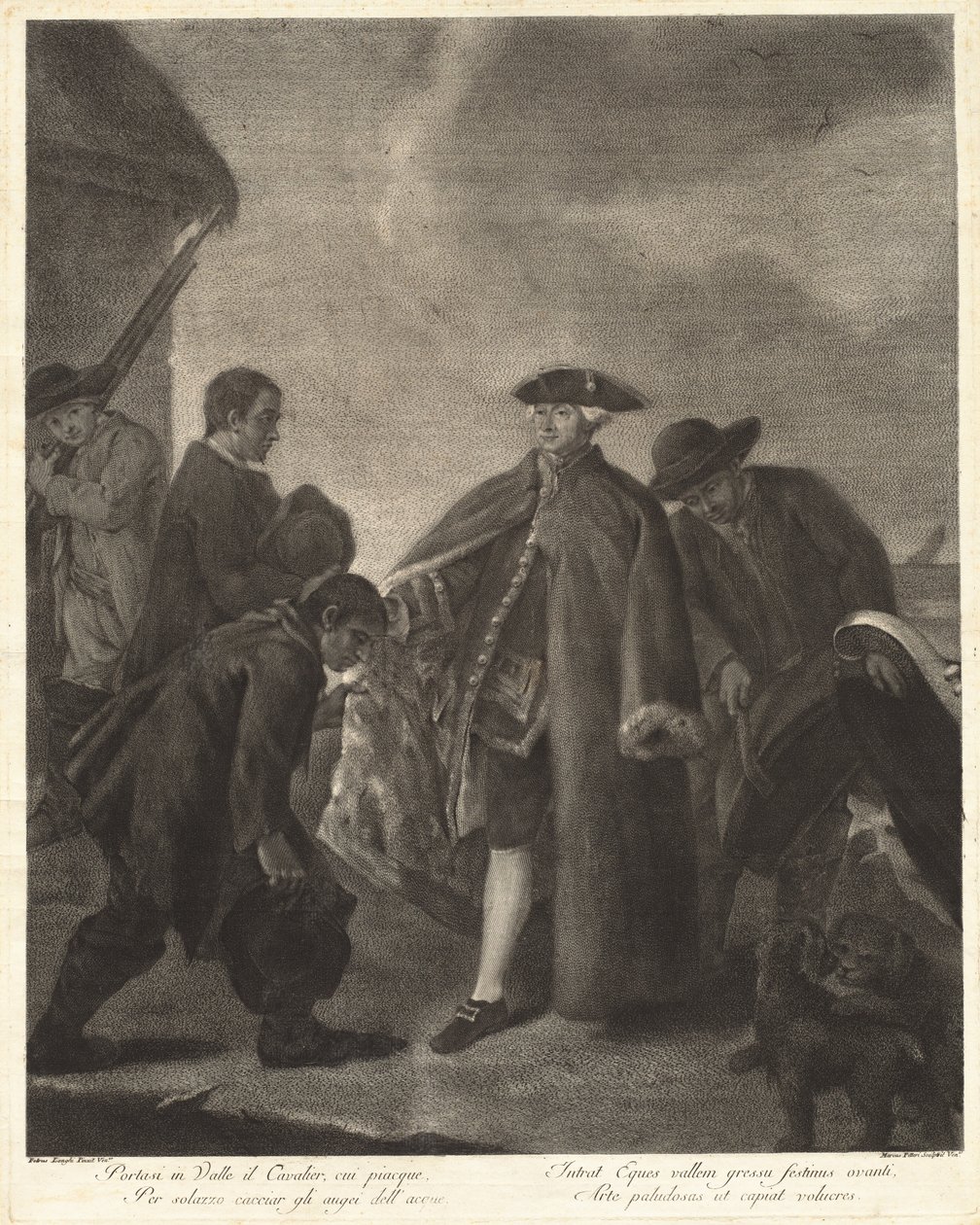 Vie Cavalier laaksoon... (Mestarin saapuminen) tekijältä Marco Alvise Pitteri after Pietro Longhi