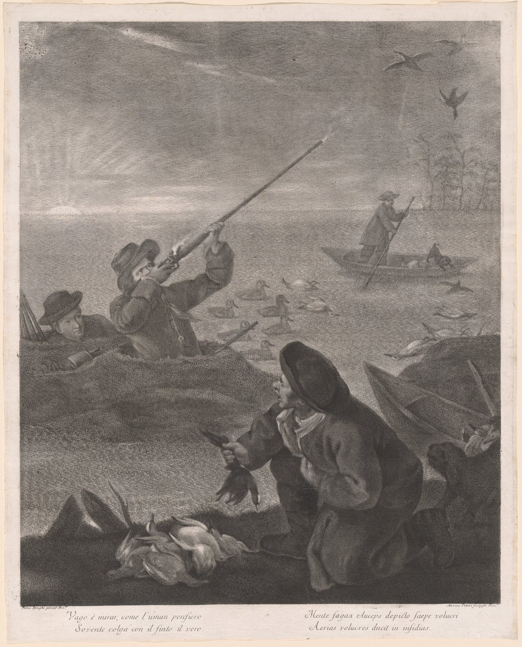 Epämääräinen on tähdätä uman pensierolla... (Ampuntaan piilosta) tekijältä Marco Alvise Pitteri after Pietro Longhi