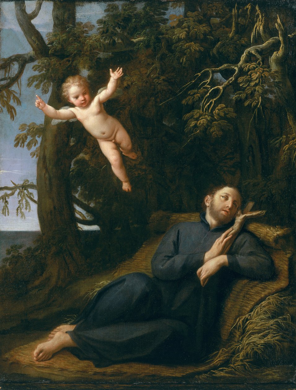 St. Francis in the Desert (öljy kankaalle) tekijältä Marcantonio Franceschini