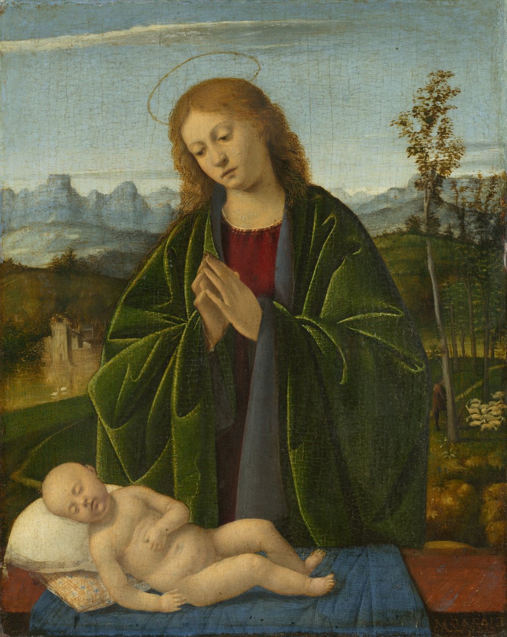 Madonna rakastaa lasta, n. 1520. tekijältä Marco Basaiti