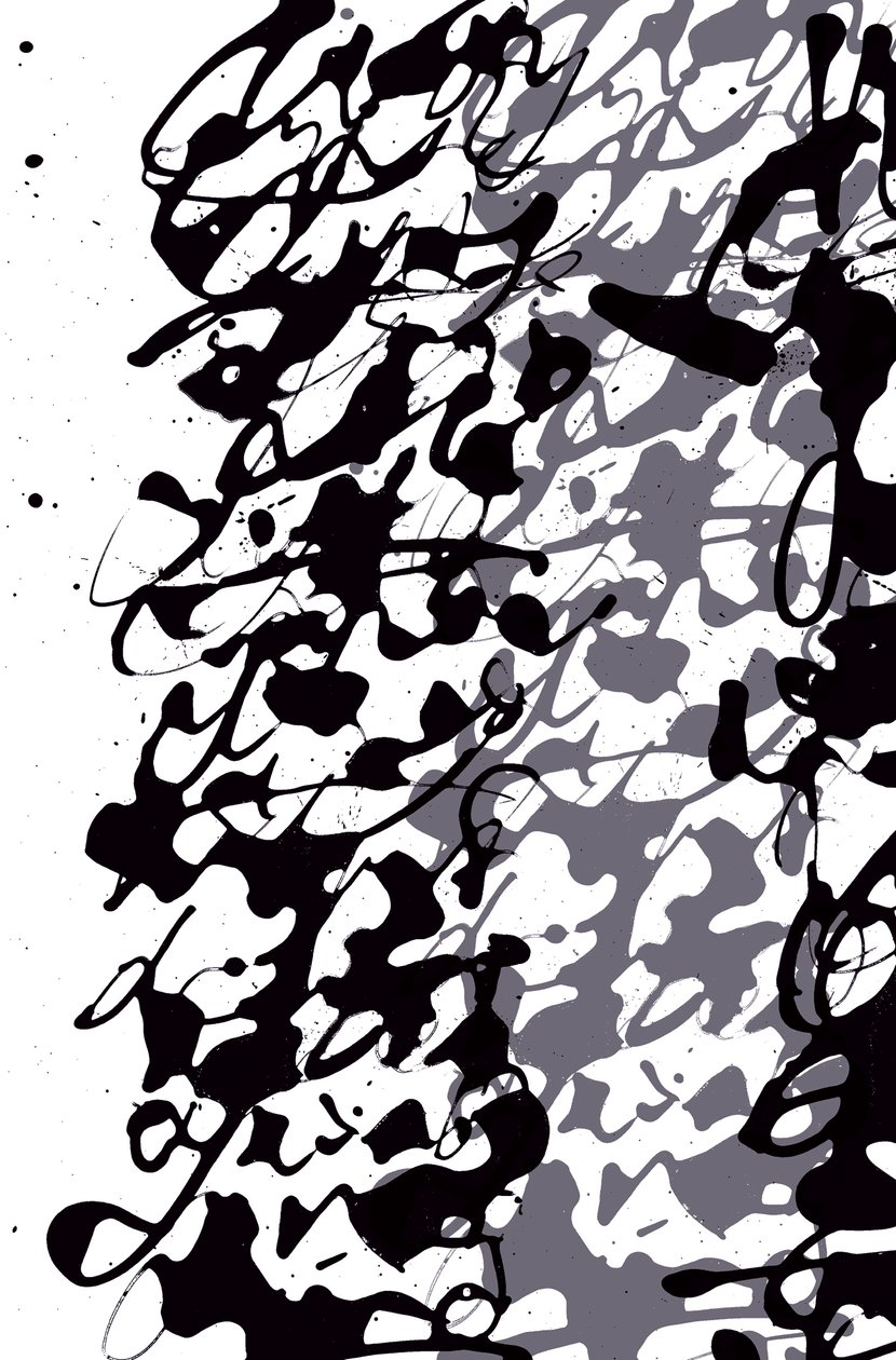 Asemic Writing, 2014 (tussi paperille) tekijältä Marco Campedelli