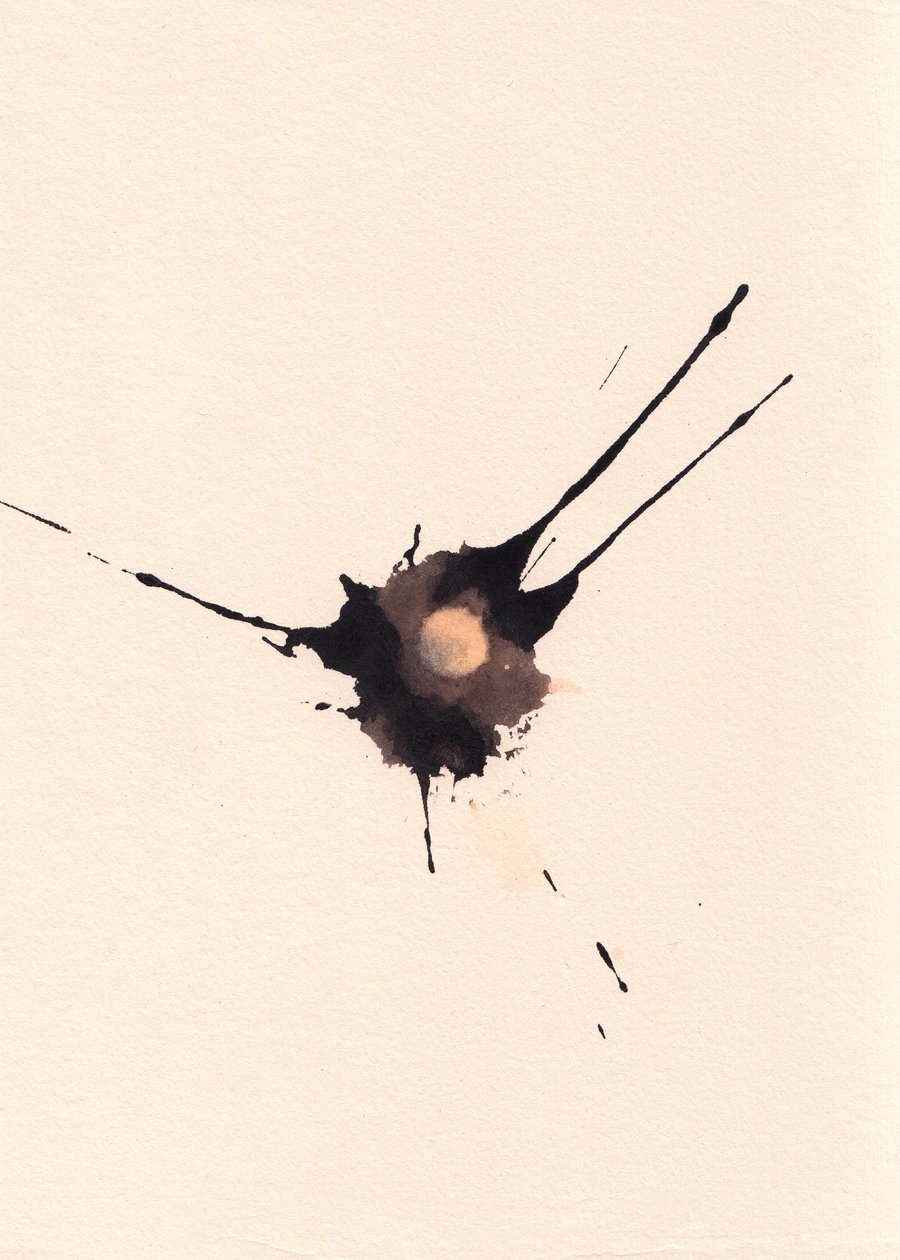 Blot 2, 2018 (muste ja valkaisuaine paperille) tekijältä Marco Campedelli