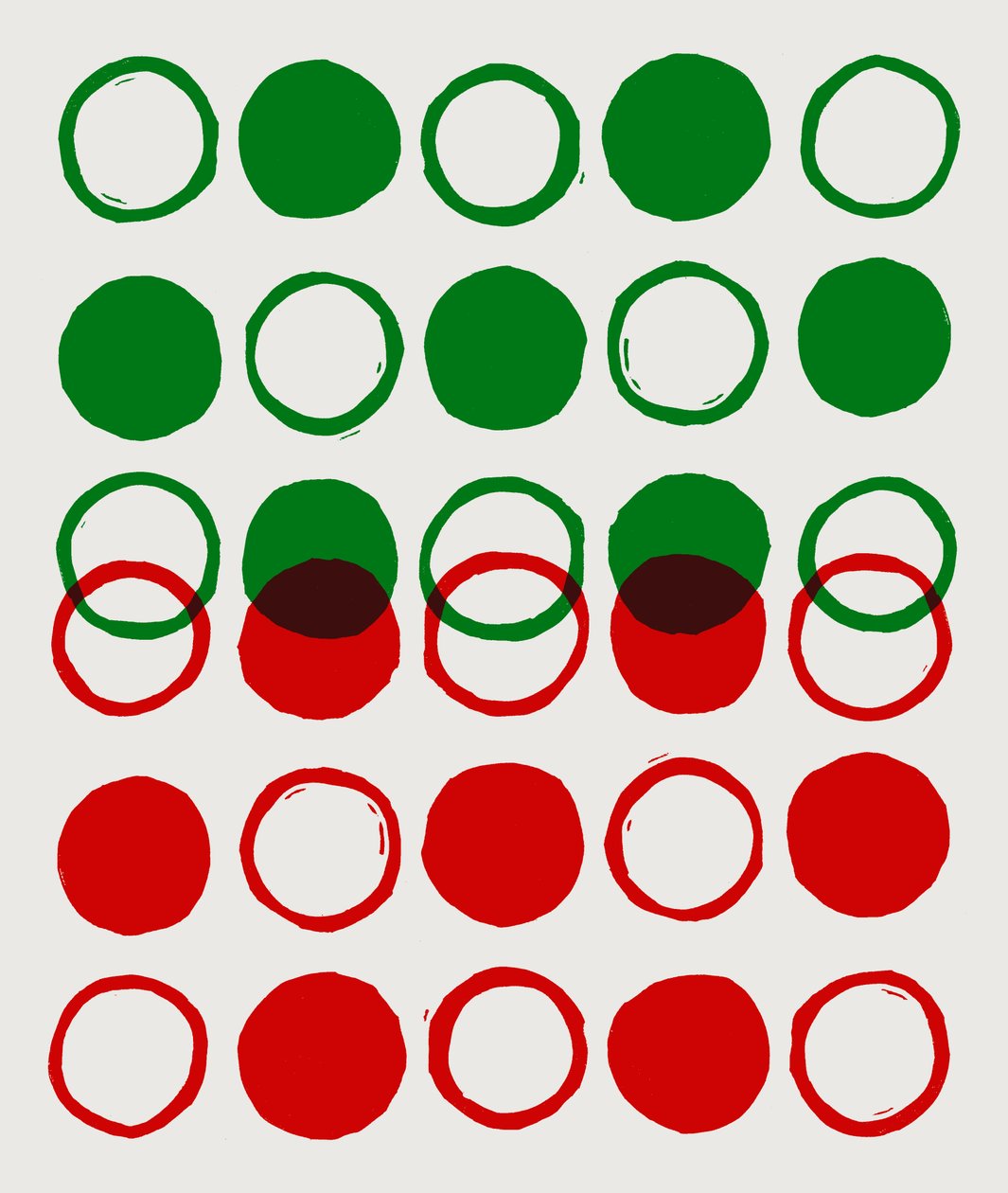 Dots, Circles, 2023 (linoleum paperille) tekijältä Marco Campedelli