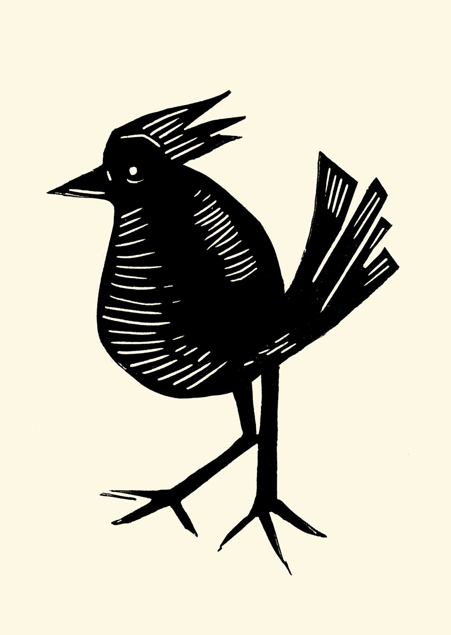 Fancy Bird, 2023 (linoleumi paperille) tekijältä Marco Campedelli
