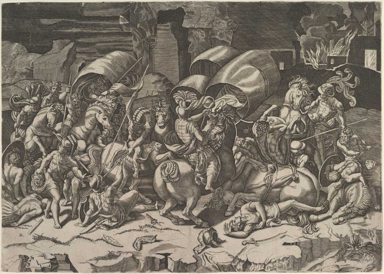 Taistelu Cutlassin kanssa, n. 1515-27. tekijältä Marco Dente