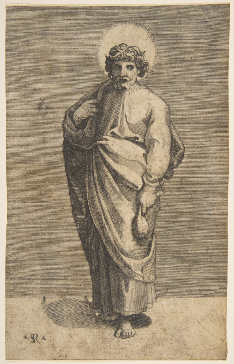 Pyhä Matteus pitelee pussia, n. 1515-27. tekijältä Marco Dente