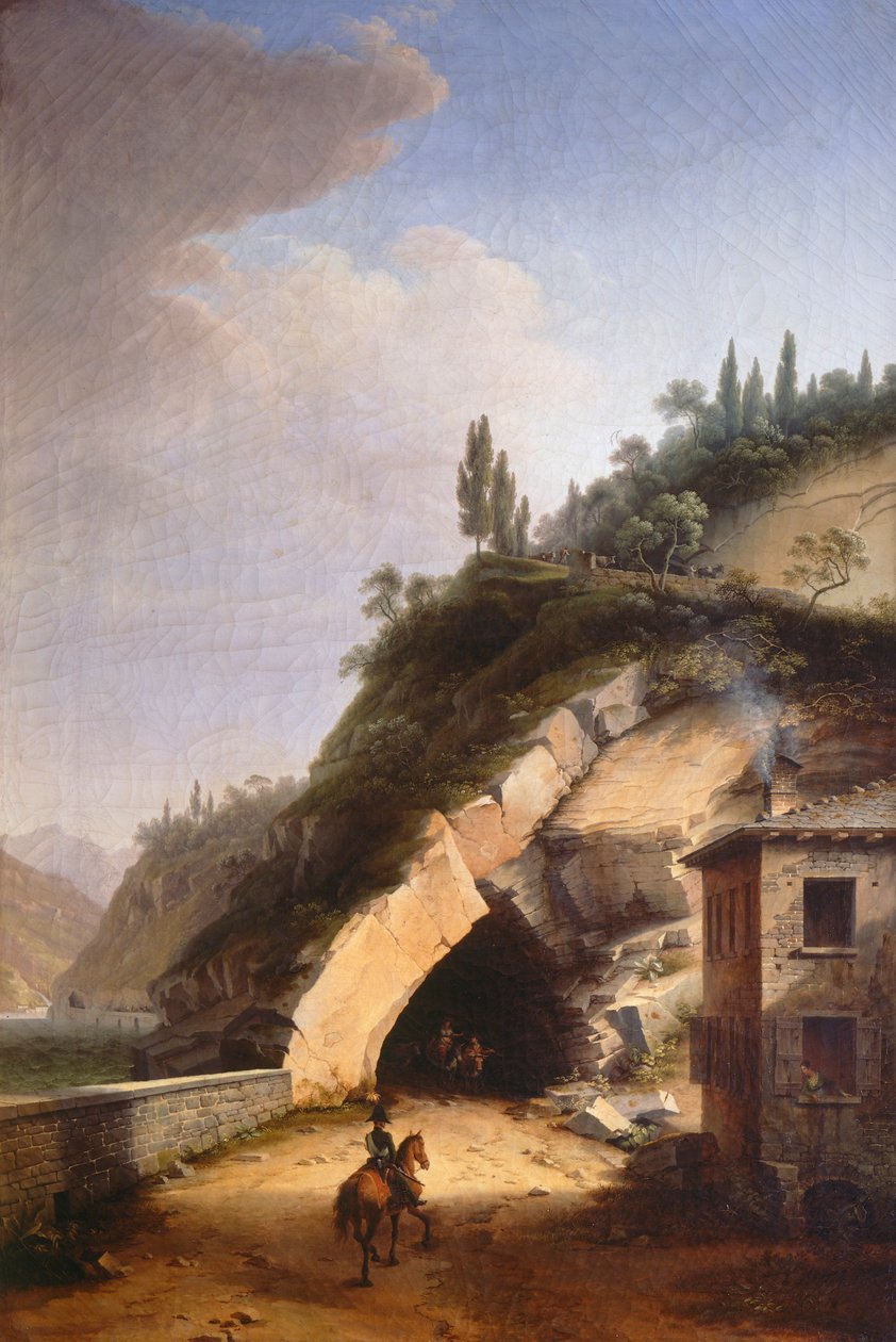 Näkymä talosta ja Varennan ensimmäisestä galleriasta Bellanossa, Marco Gozzi (1759-1839), öljy kankaalle tekijältä Marco Gozzi