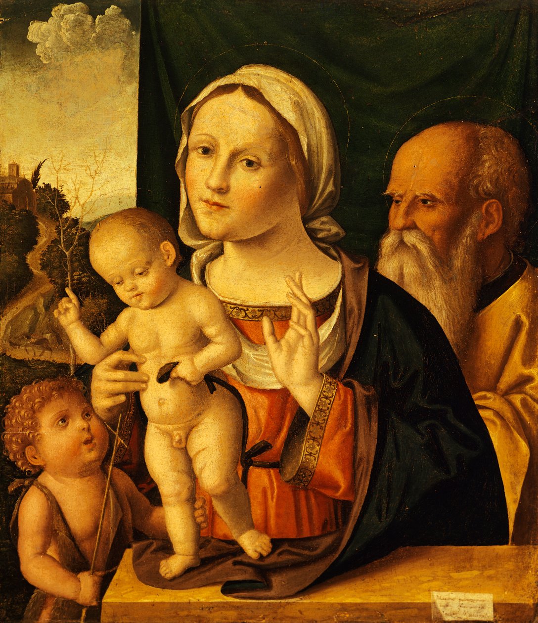 Pyhä keskustelu, Marco Palmezzano (n. 1459-1539), 52x61 cm tekijältä Marco Palmezzano