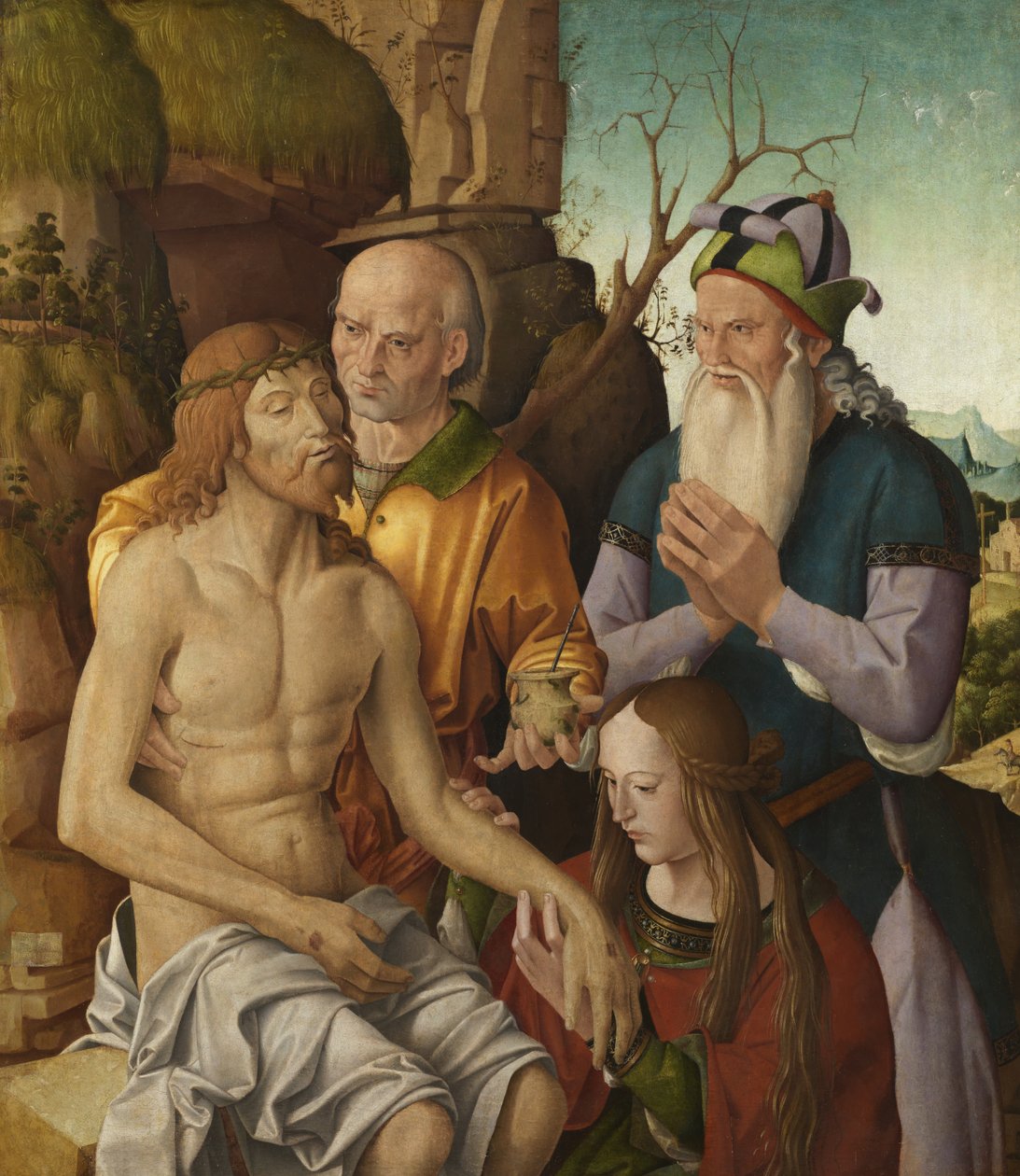 Valituslaulu kuolleesta Kristuksesta, n. 1500 (tempera paneelissa) tekijältä Marco Palmezzano