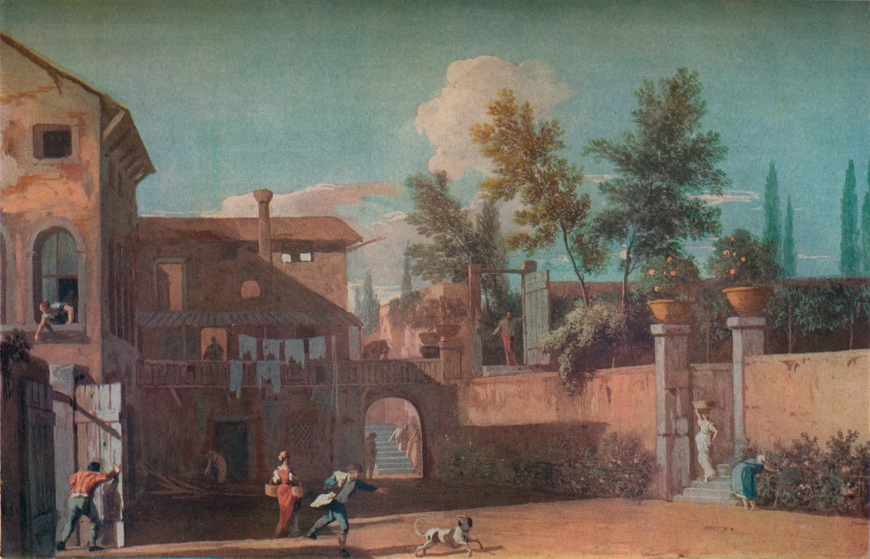 Italialaisen huvilan piha, c1700 1935 tekijältä Marco Ricci