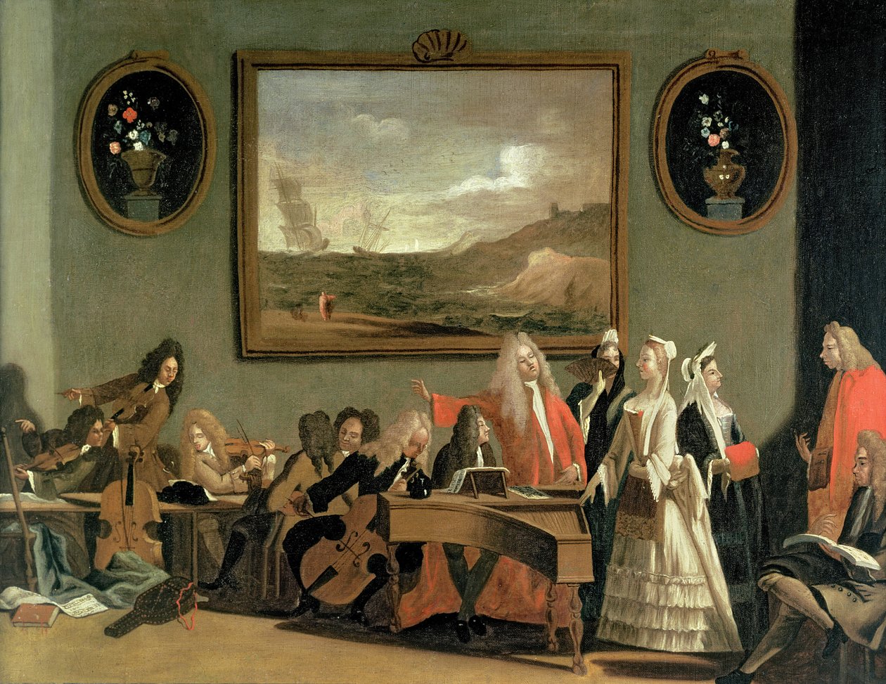 Oopperan harjoitus, jonka sanotaan olevan Pyrrhus ja Demetrius, pidettiin Haymarket-teatterin harjoitushuoneessa, 1709 tekijältä Marco Ricci
