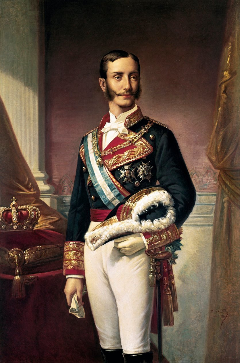 Espanjan kuninkaan Alfonso XII:n muotokuva (öljy kankaalle) tekijältä Marcos Giraldez de Acosta