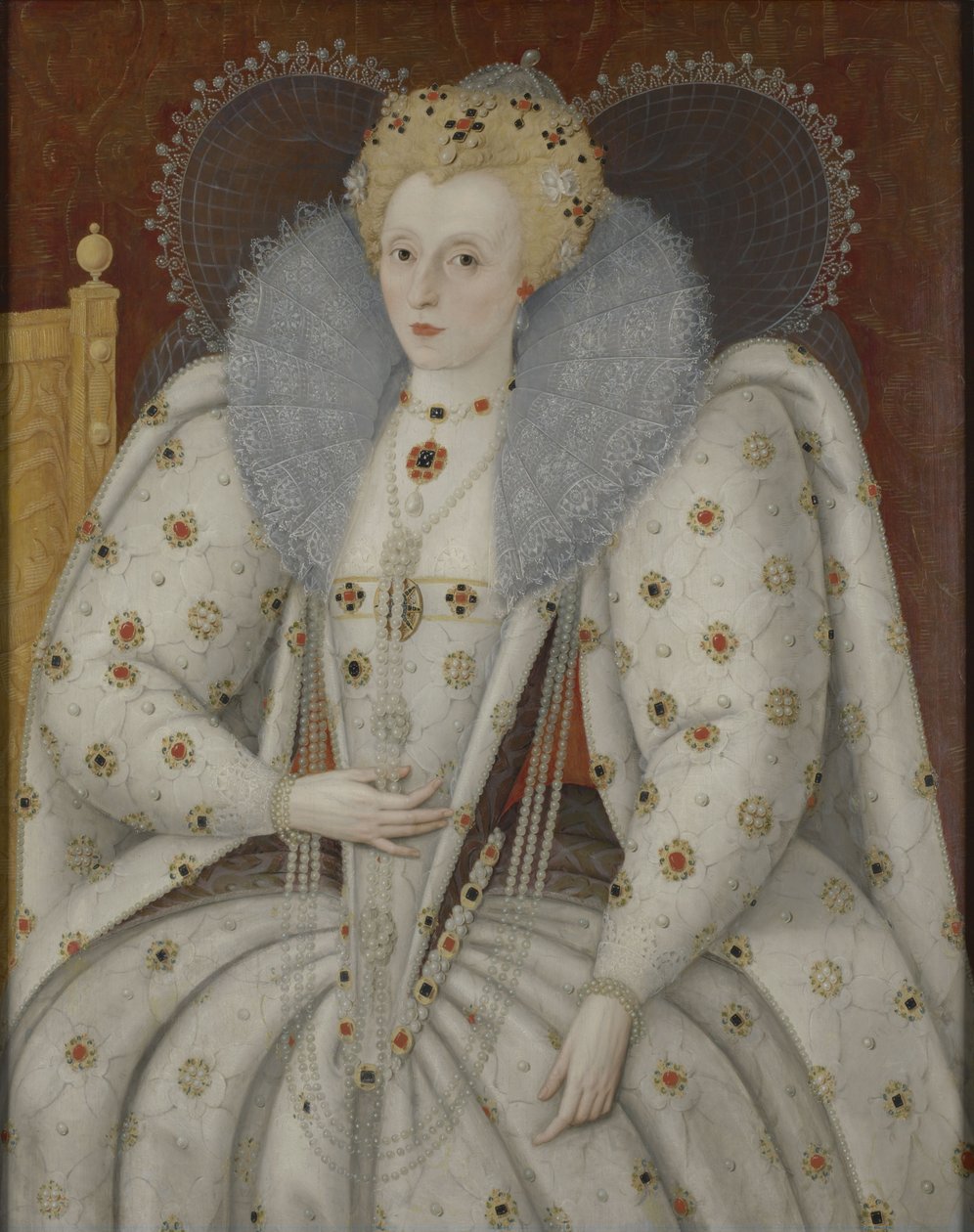 Muotokuva kuningatar Elisabet I: stä (1558-1603) tekijältä Marcus Garret Gheeraerts the Younger