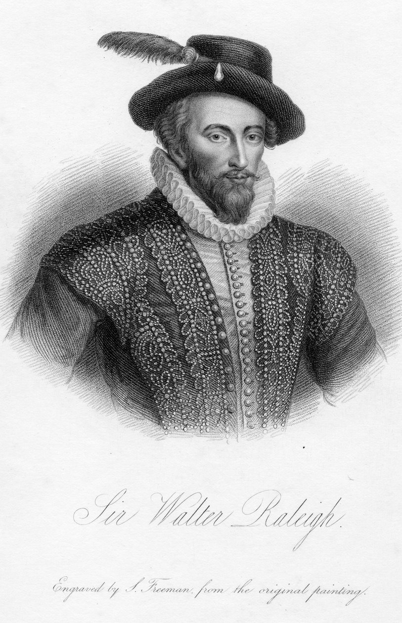 Sir Walter Raleigh, S. Freemanin painatus tekijältä Marcus Garret Gheeraerts the Younger