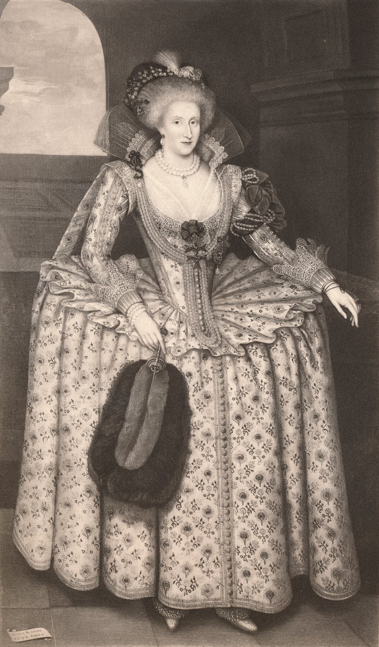 Tanskan kuningatar Anna, 1611-1614, 1904 tekijältä Marcus Garret Gheeraerts the Younger