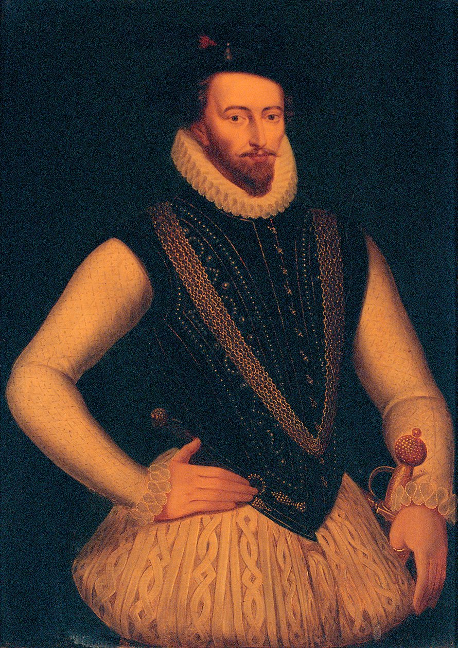 Sir Walter Raleighin muotokuva, 1595 tekijältä Marcus Gheeraerts