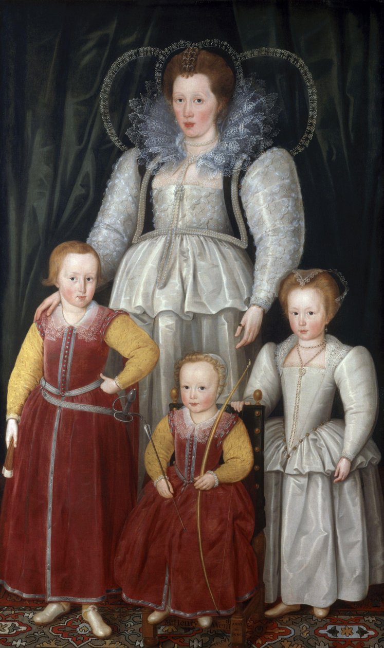 Muotokuva Anne, Lady Pope (1561-1625) ja hänen lapsensa. tekijältä Marcus Gheeraerts the Younger