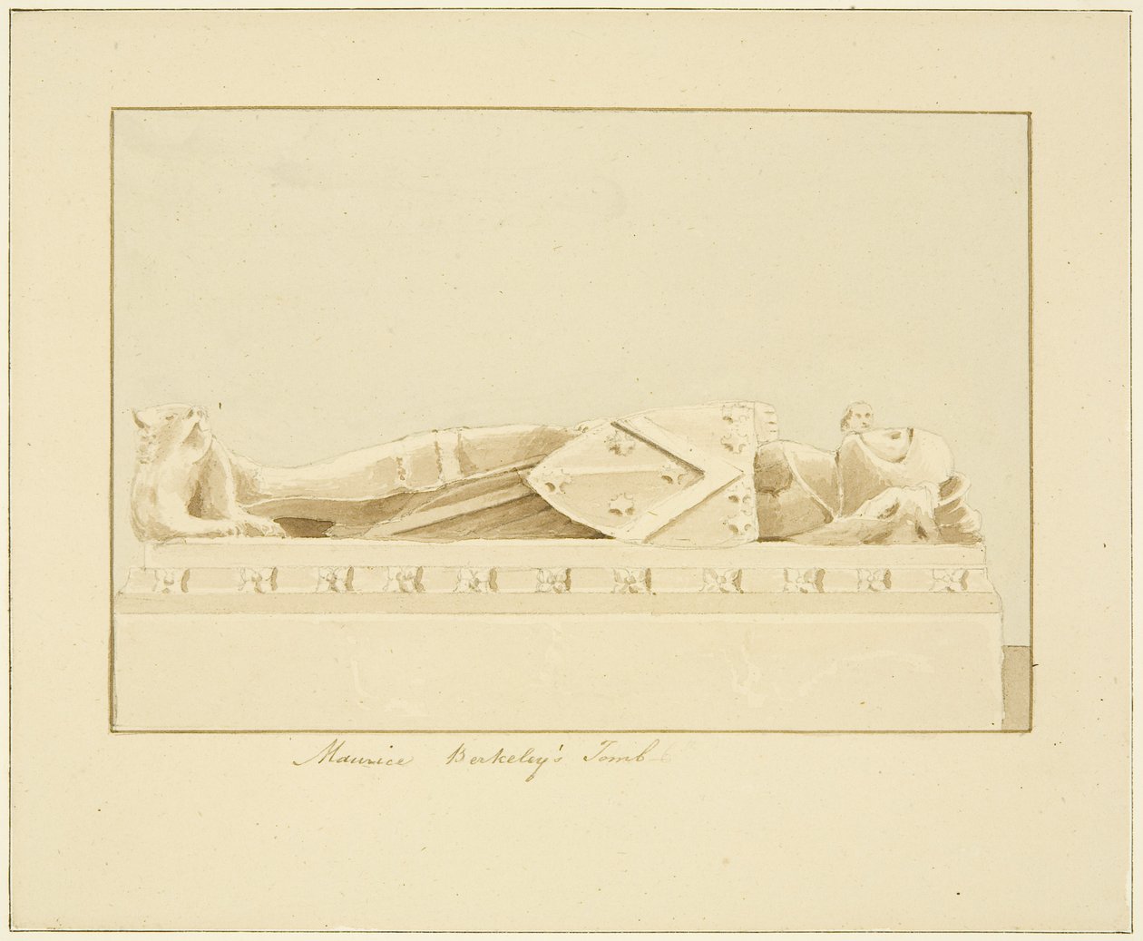 Effigy of Maurice, 7. Earl of Berkeley, Bristolin katedraalissa (kynä ja akvarelli paperille) tekijältä Marcus H. Homes