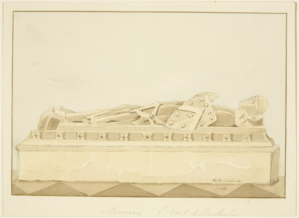 Effigy of Maurice, 7. Earl of Berkeley Bristolin katedraalissa (kynä ja akvarelli paperille) tekijältä Marcus H. Homes