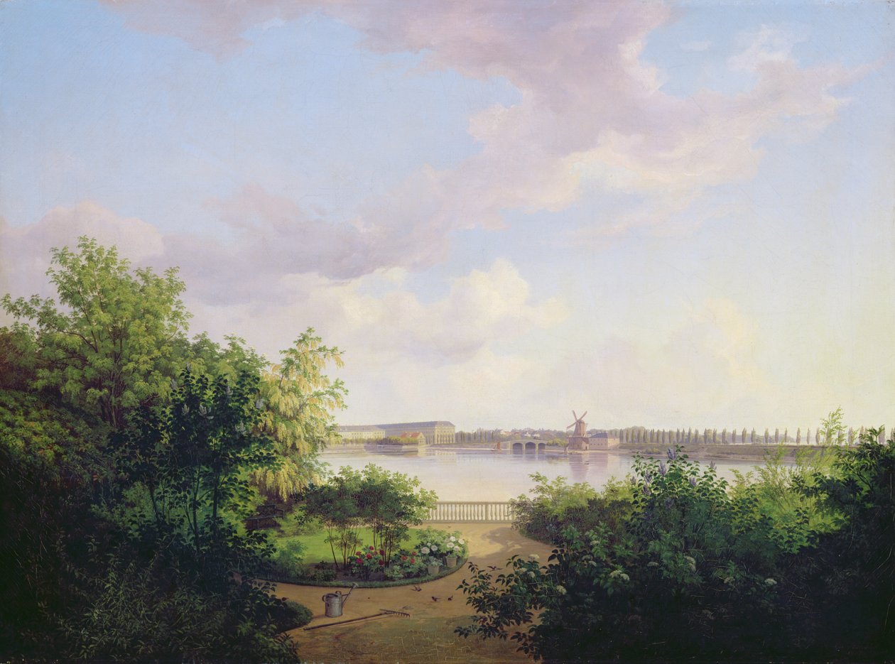 Johannes Amsinckin puutarha Binnenalsterissa, 1837 tekijältä Marcus Johann Haeselich
