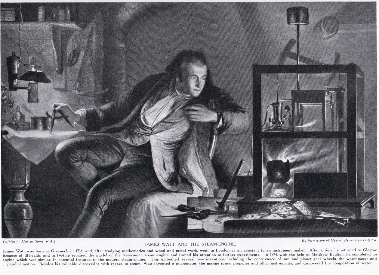 James Watt and the Steam-Engine, kuvitus teoksesta "Hutchinson