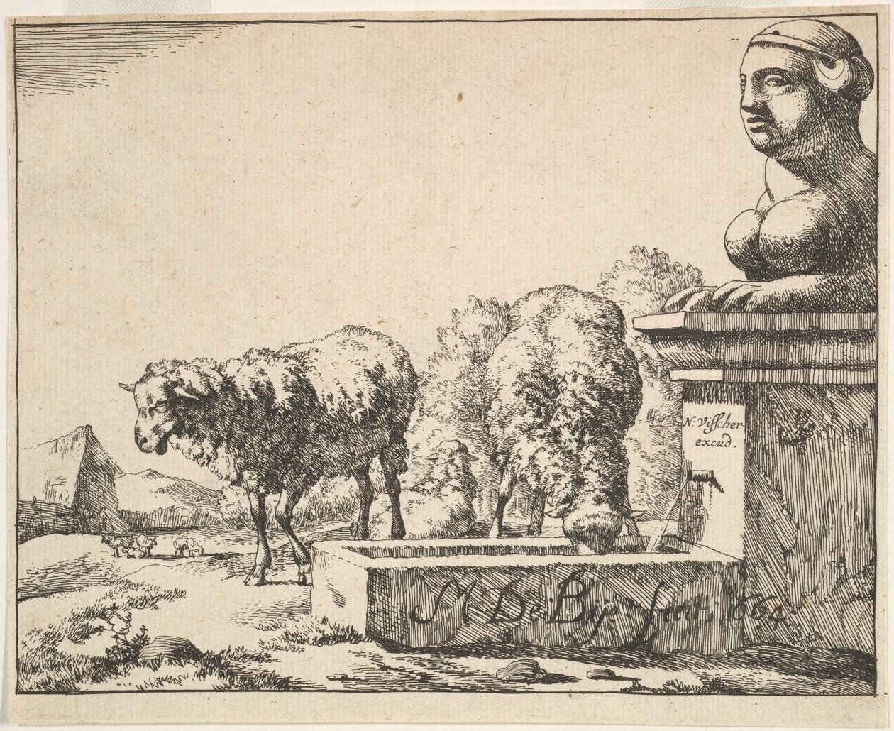 Lampaat, 16 lautasen sarjasta, 1664. tekijältä Marcus de Bye