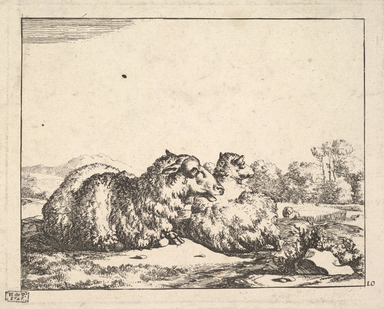 Lampaat, 16 lautasen sarjasta, 1664. tekijältä Marcus de Bye