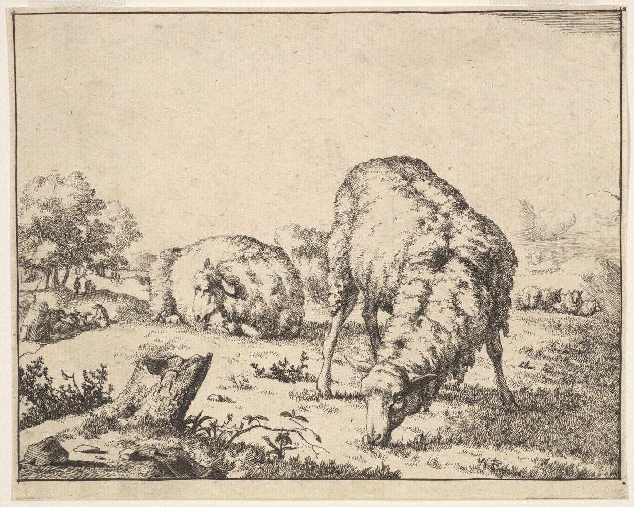 Lampaat, 16 lautasen sarjasta, 1664. tekijältä Marcus de Bye