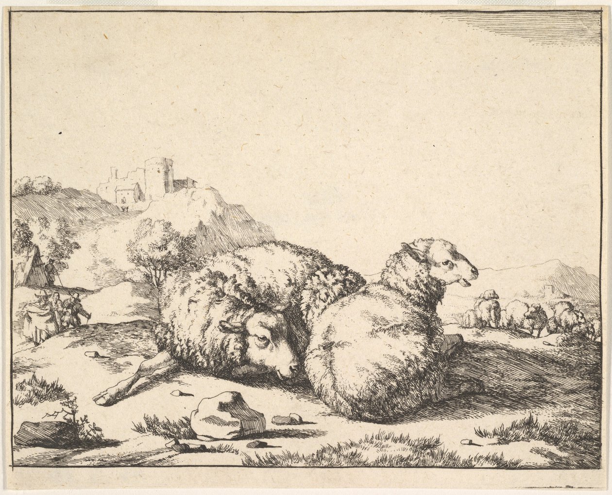 Lampaat, 16 lautasen sarjasta, 1664. tekijältä Marcus de Bye