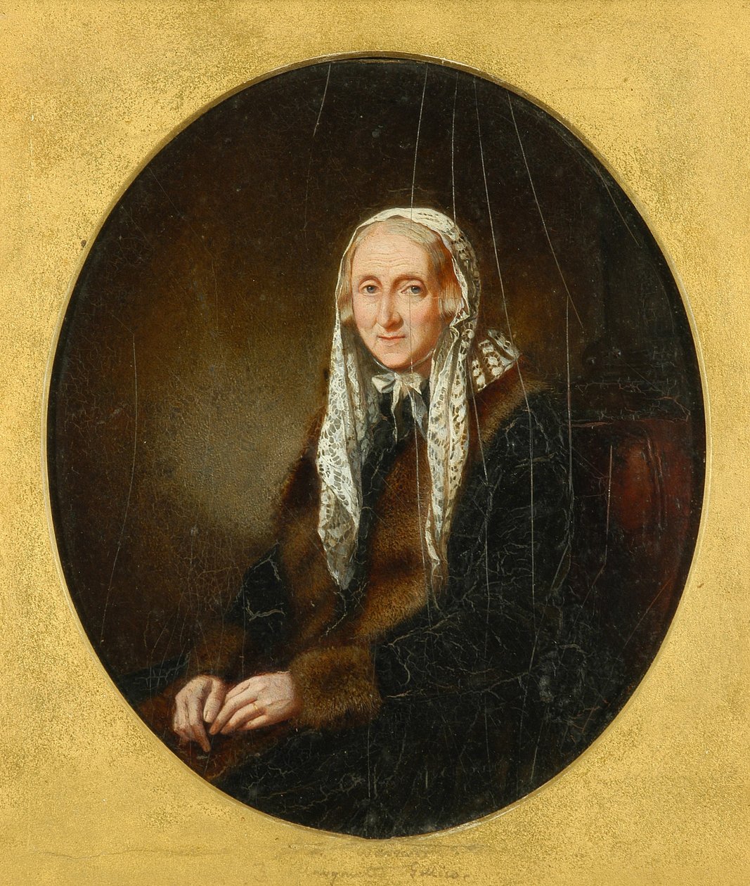 Mary Wordsworthin muotokuva, 1839 (öljy norsunluulle). tekijältä Margaret Gillies