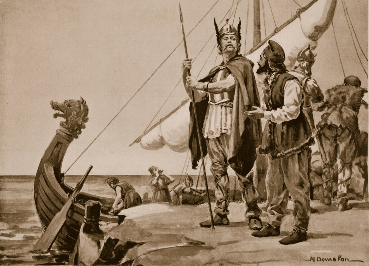 Rurik lähtee slaavien maahan, 862 (litografia) tekijältä Margaret Dovaston