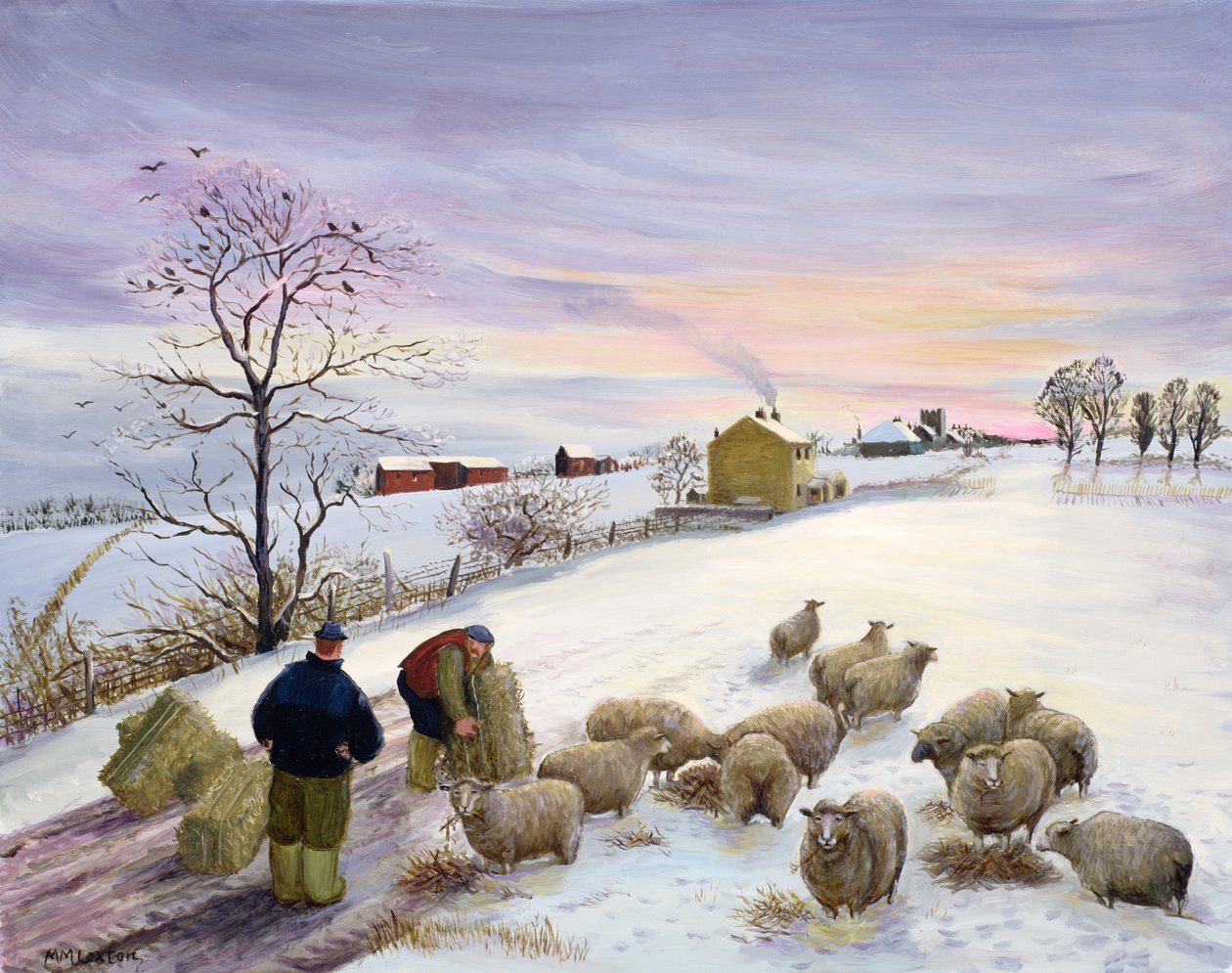 Lampaiden ruokinta talvella tekijältä Margaret Loxton
