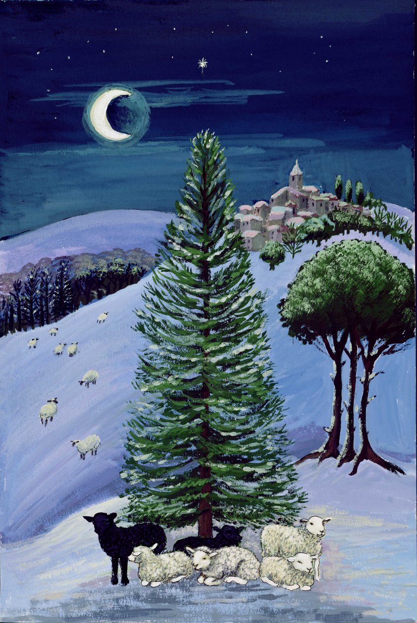 Lampaat talvimaisemassa tekijältä Margaret Loxton