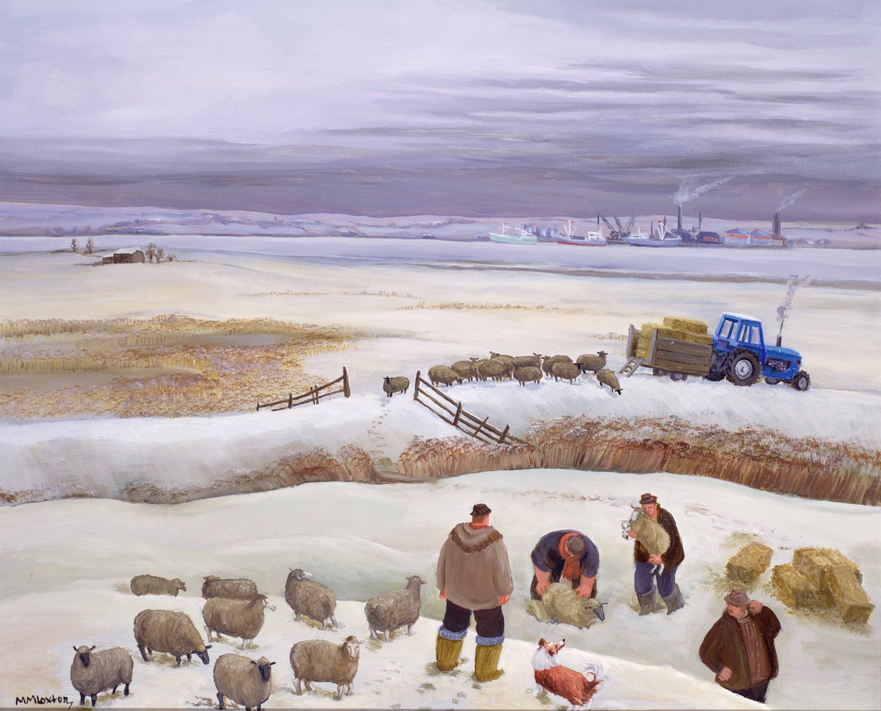 Talvi lumisade (maalaus) tekijältä Margaret Loxton