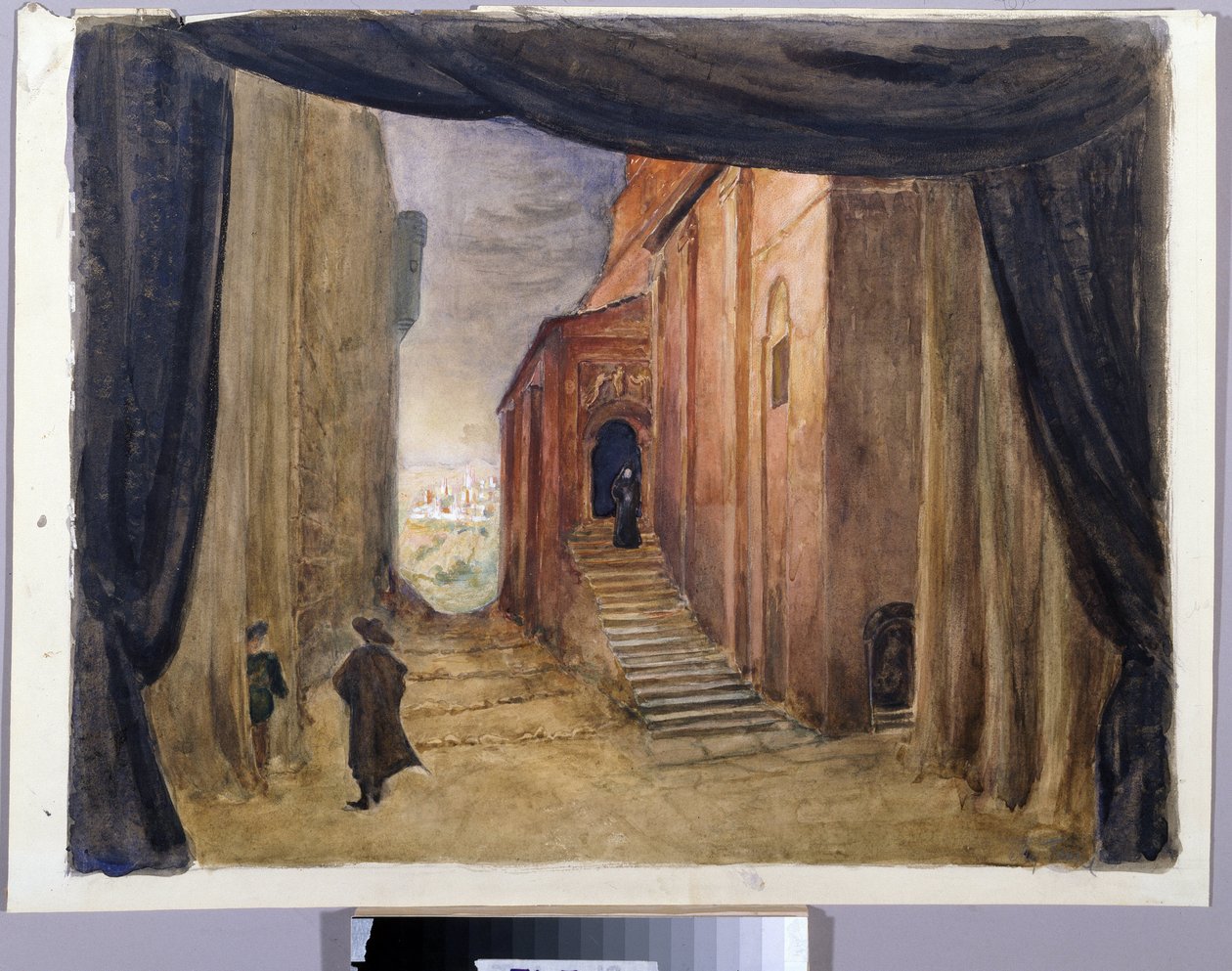 Alexandre Dargomyjskin (1813-1869) oopperan "Pierren vieras" valmistelu-dekori tekijältä Margarita Genrichovna Genke Shifrina