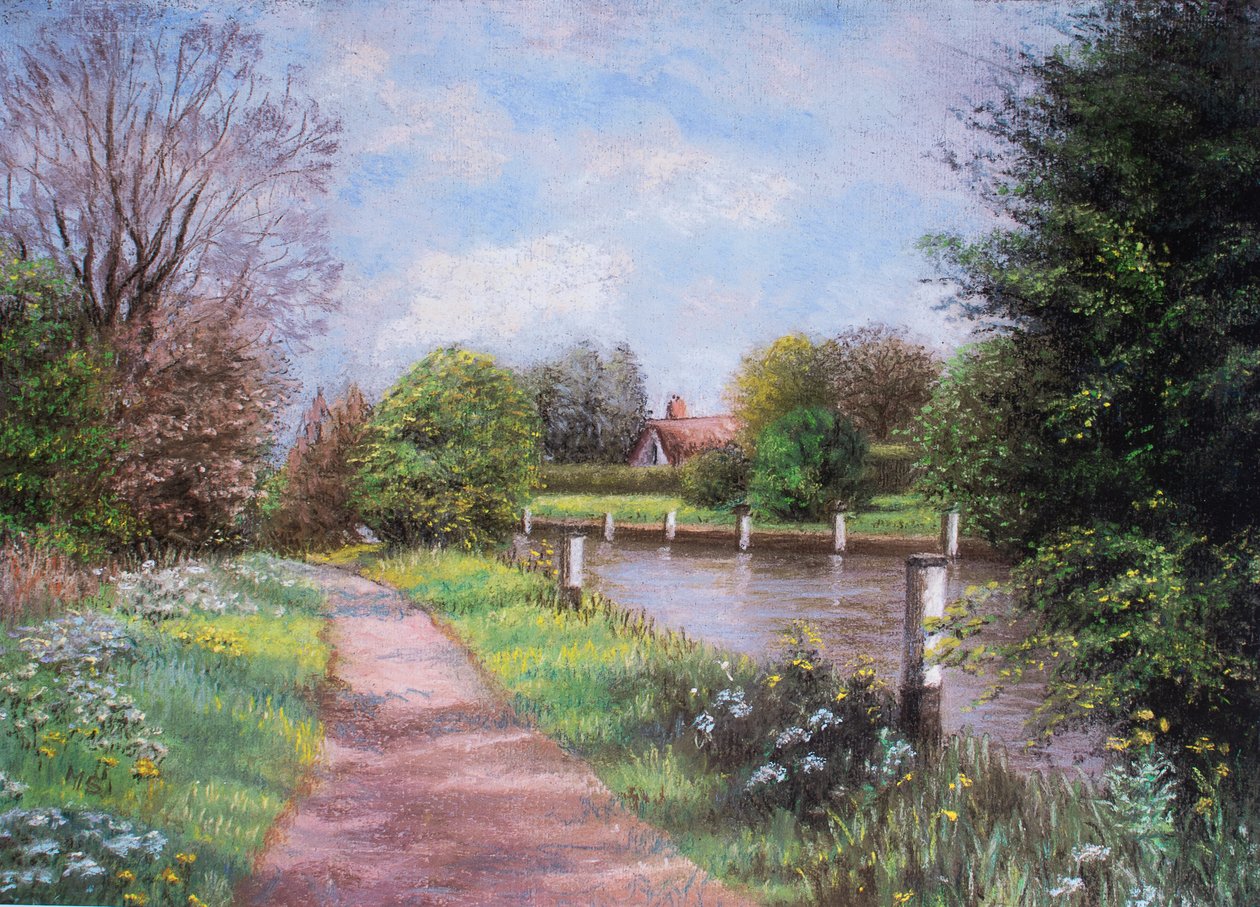 Eton Lock, Thames-joki, 2001 (pastelli) tekijältä Margo Starkey