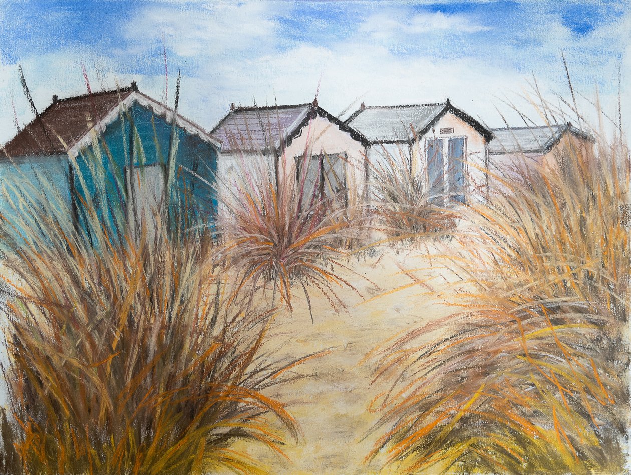 Beach Huts, Cornwall, 2022 (pastelli) tekijältä Margo Starkey