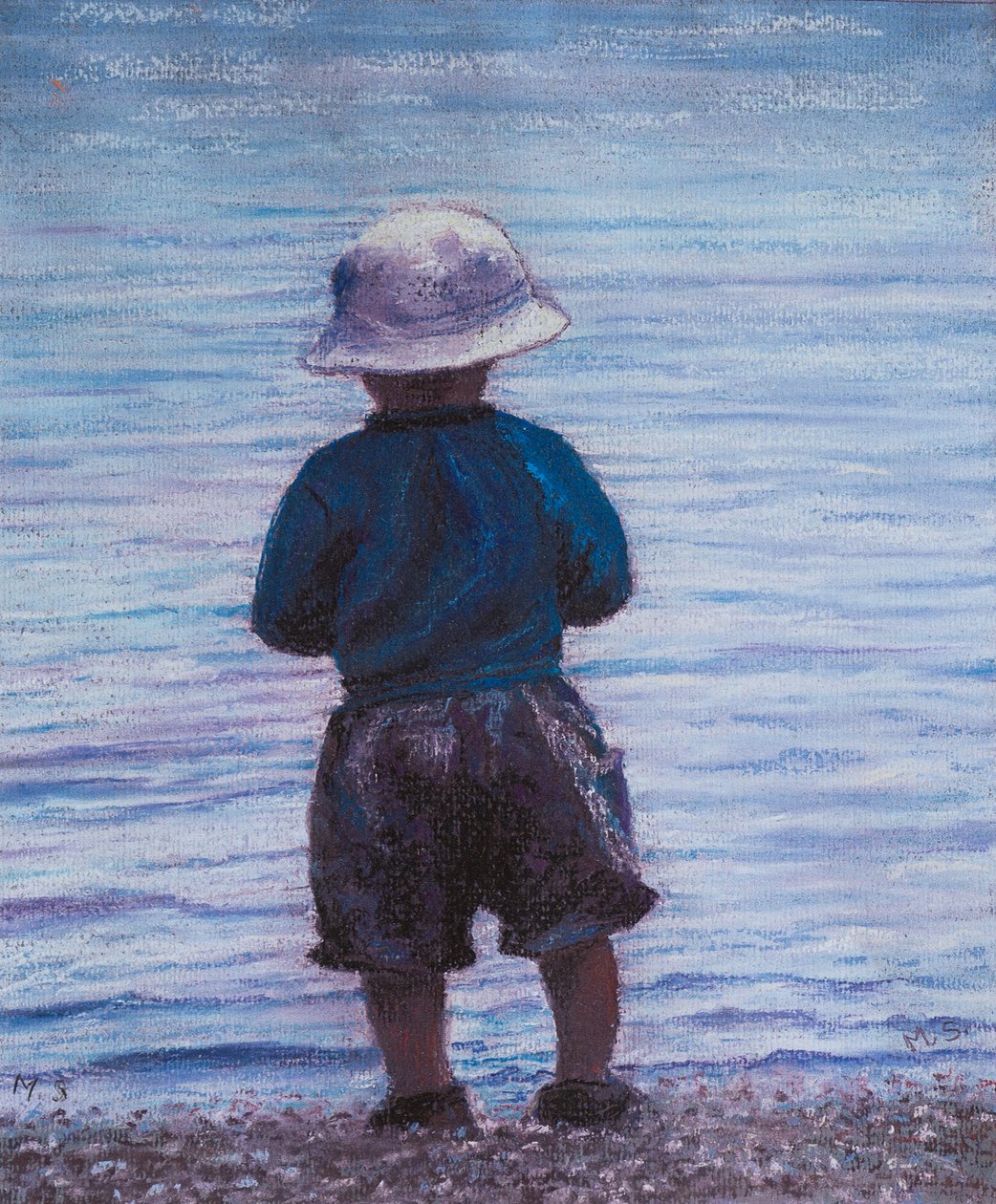Mietitään uintia, 2019 (pastelli) tekijältä Margo Starkey