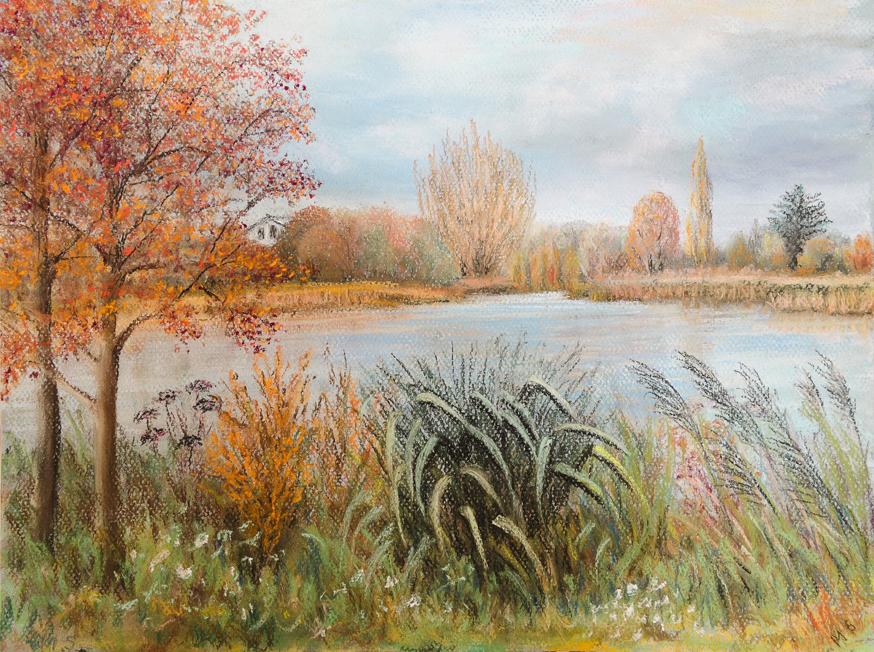 Thames-joki lähellä Windsoria, 2022 (pastelli) tekijältä Margo Starkey