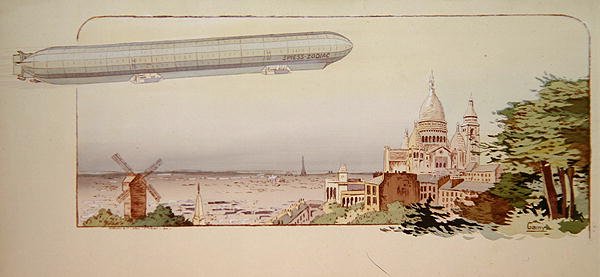 Spiess Zodiac Airship, julkaisija Mabileau, Paris tekijältä Marguerite (fl.1909 14) Montaut