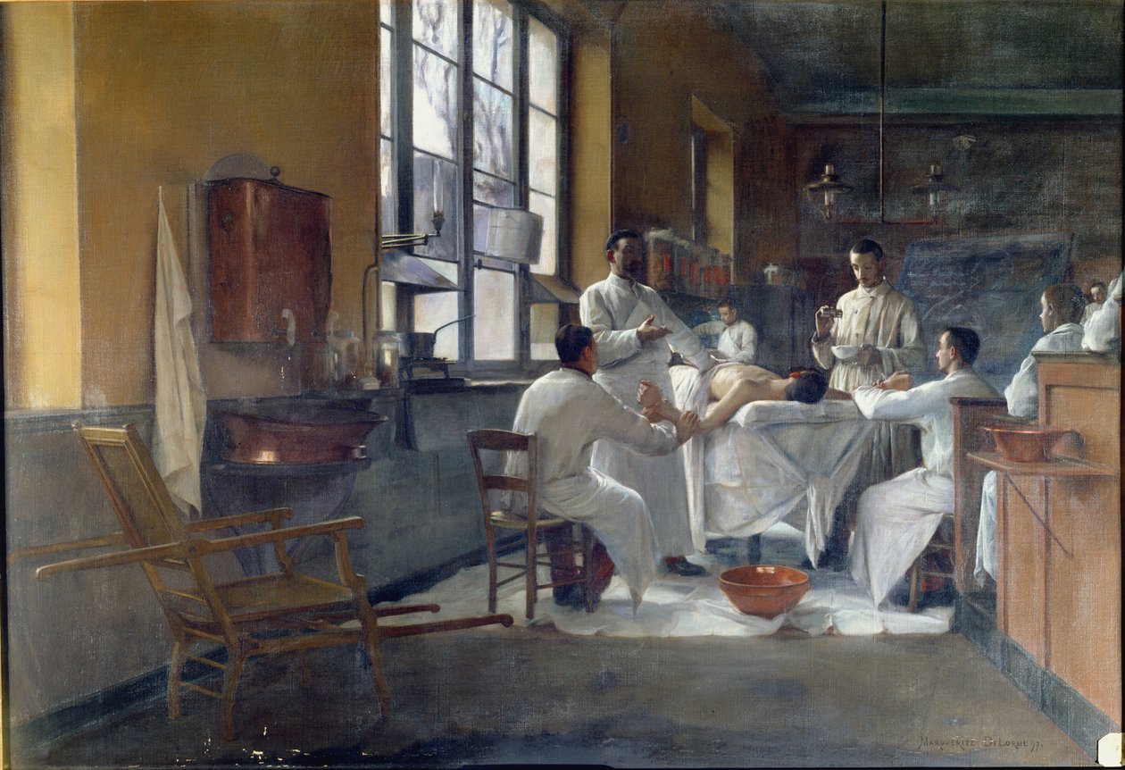 Professori Edmond Delorme (1847-1929) esitteli keuhkojen koristelua Val de Gracen opiskelijoille vuonna 1894 tekijältä Marguerite Anne Rose Delorme