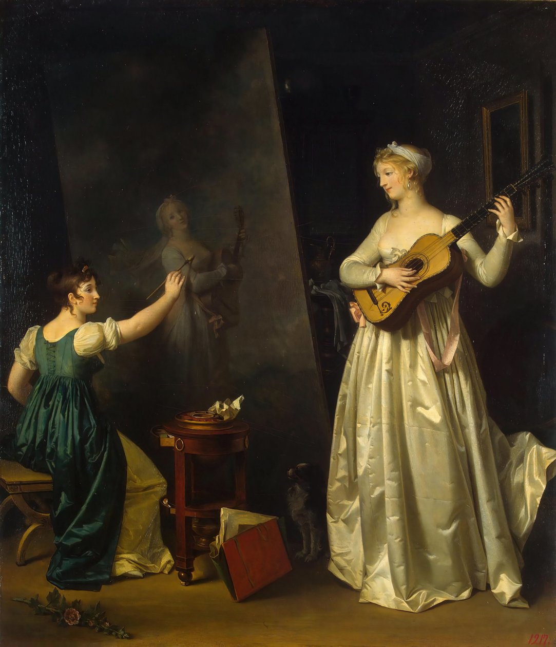 Taiteilija maalaa muotokuvan muusikosta, 1790-luku. tekijältä Marguerite Gerard