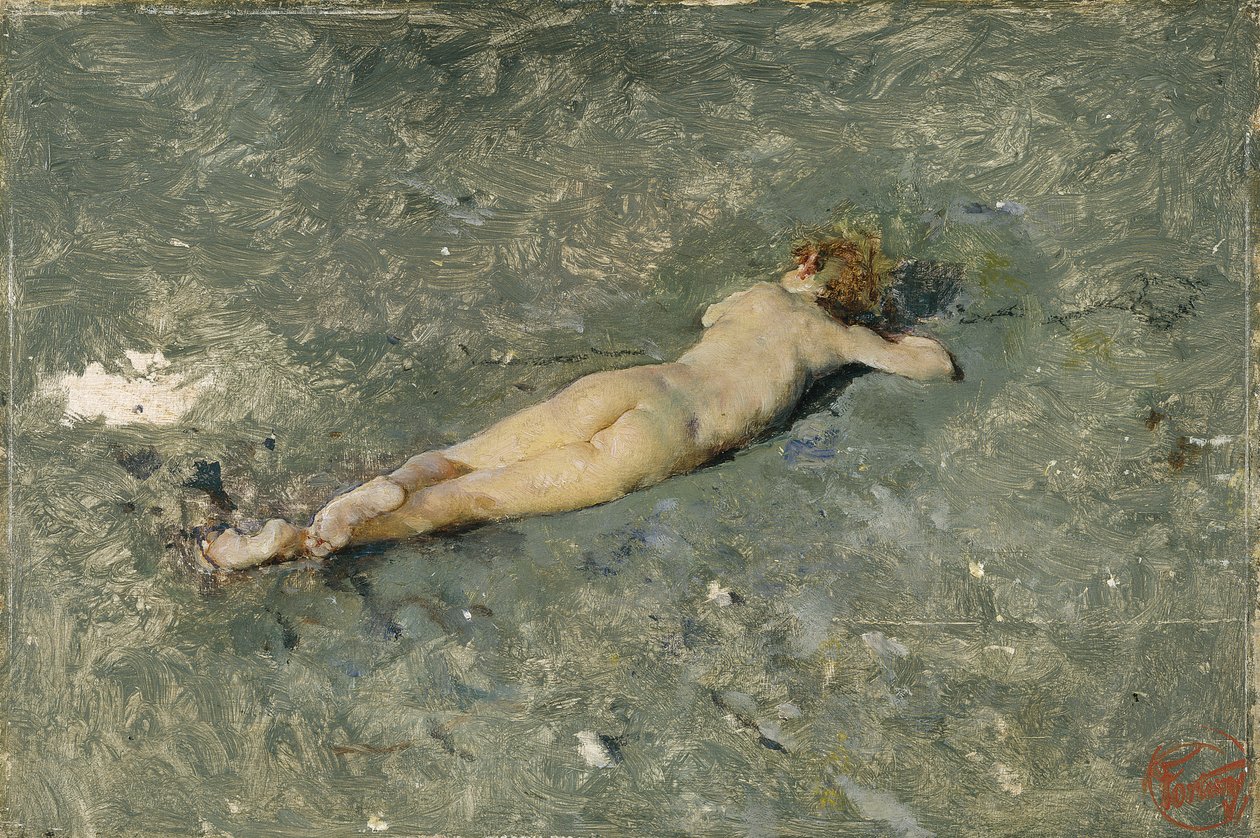 Alaston rannalla Porticissa, 1874 tekijältä Marià Fortuny