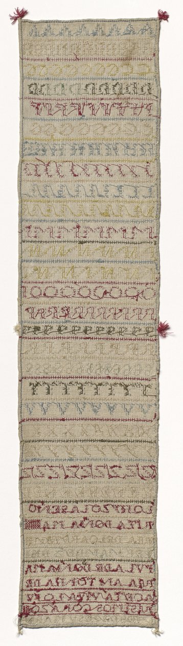 Sampler, c. 1830 (silkki pellavalle) tekijältä Maria Del Carmen Fernandez