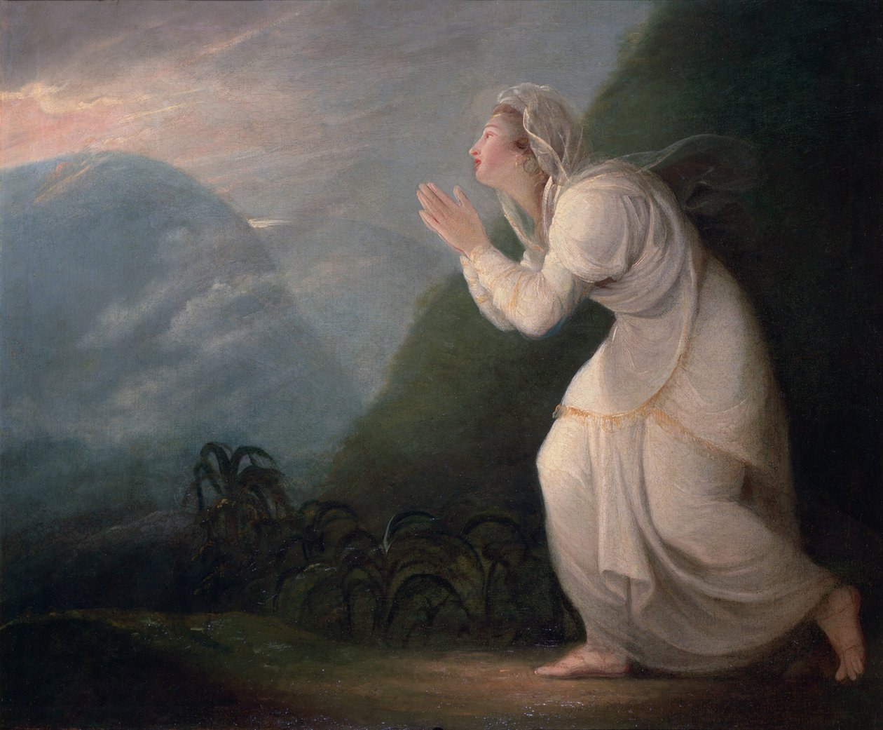 Persialainen nainen palvoo nousevaa aurinkoa, 1784 tekijältä Maria Hadfield Cosway